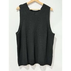 Philosophy Sweater‎ Womens 3X Black Sleeveless Open Knit Tank Casual Career